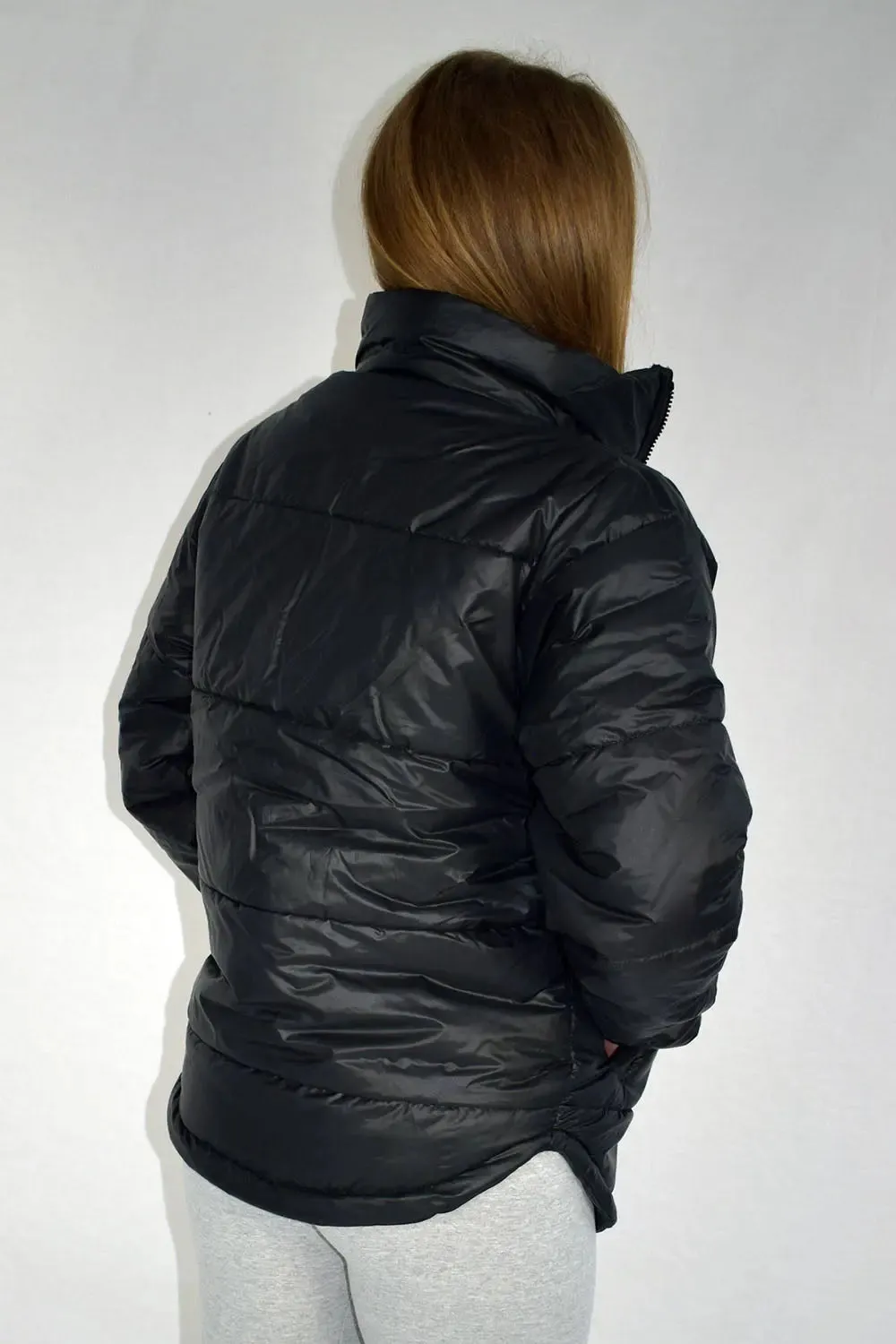 Long Sleeve Black Puffer Coat for Women