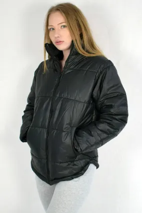 Long Sleeve Black Puffer Coat for Women