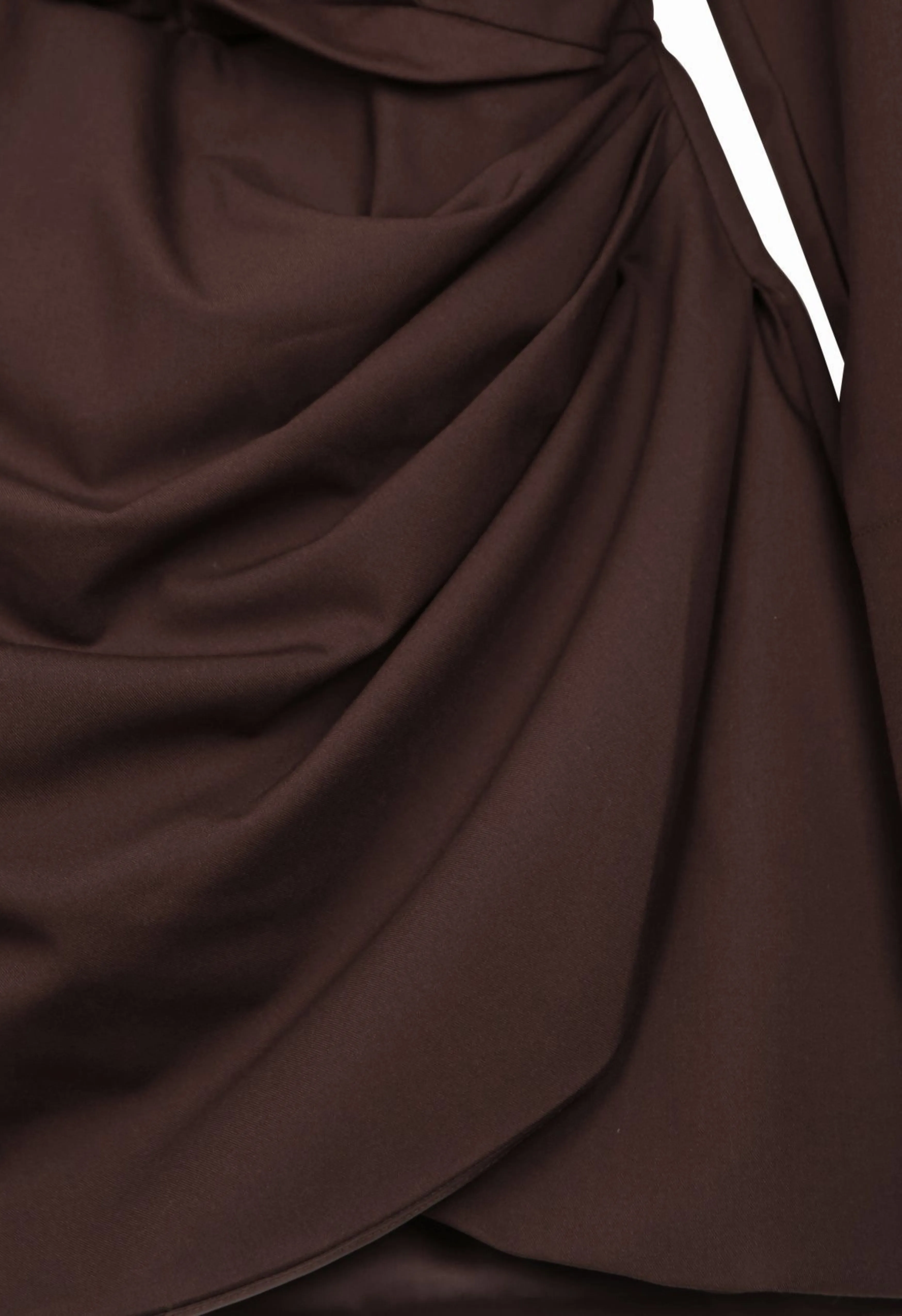 Long Sleeve Deep V Dress in Brown