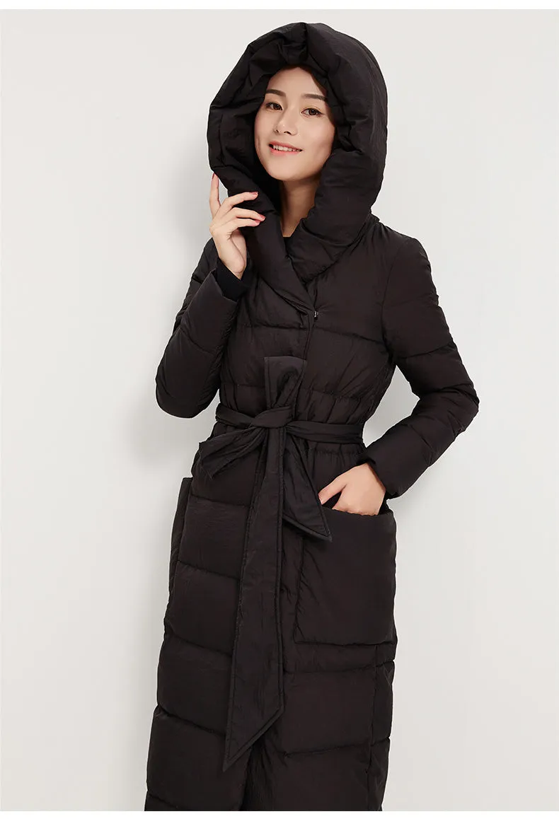 Long Winter Puffer Coat Duck Down Jacket, Down Jacket Women Hooded Down Coat/1005