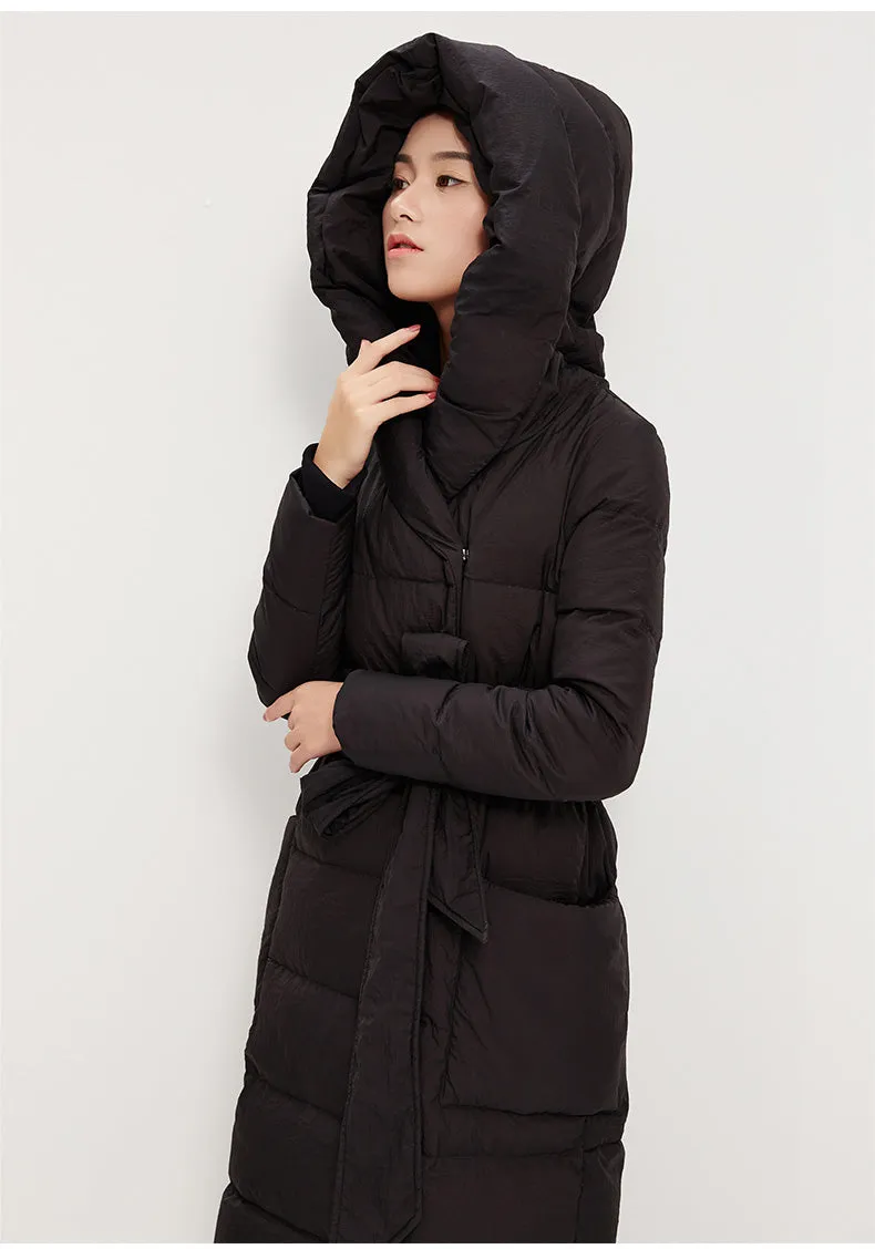 Long Winter Puffer Coat Duck Down Jacket, Down Jacket Women Hooded Down Coat/1005