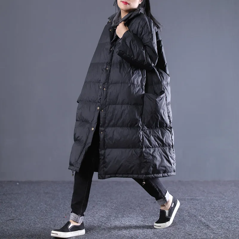 Loose Large Size Long Puffer Coat Large Pocket Down Jacket