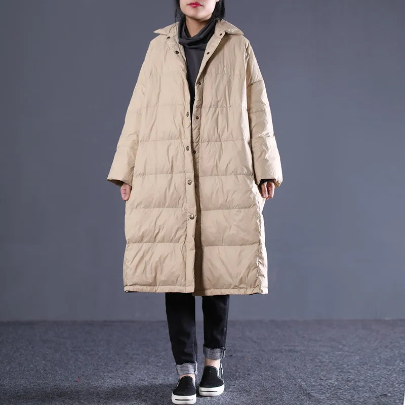 Loose Large Size Long Puffer Coat Large Pocket Down Jacket