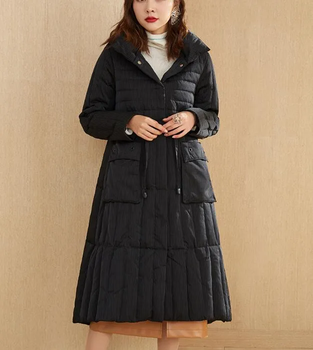 Loose Long Winter Puffer Coat Duck Down Jacket Hooded Down Jacket Women Coat 2002