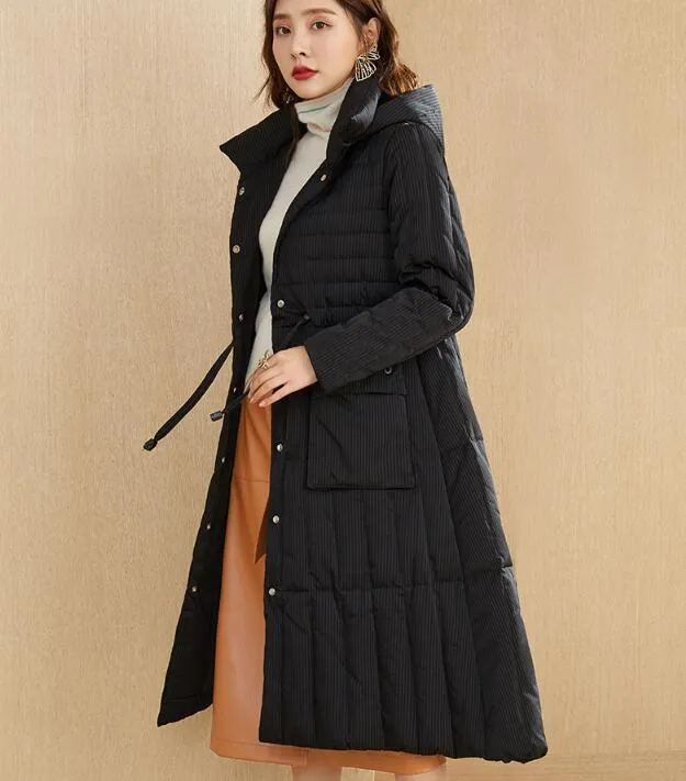 Loose Long Winter Puffer Coat Duck Down Jacket Hooded Down Jacket Women Coat 2002