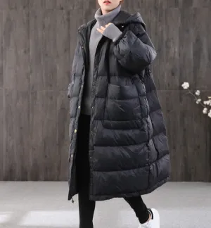 loose Style Women Coat, Hooded A-line Winter down coat 6007