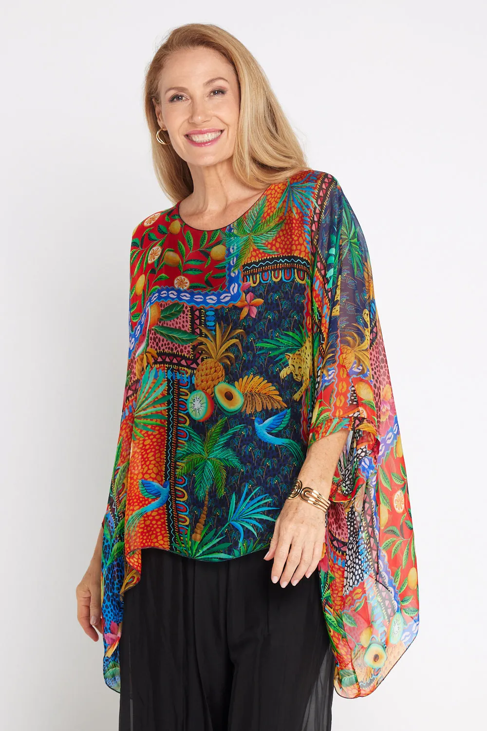 Luciana Silk Top - Tropicana