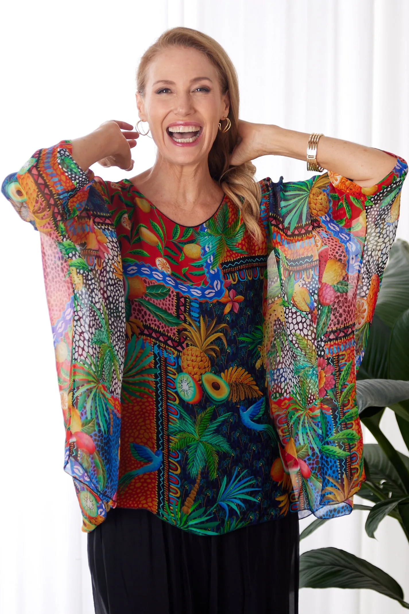 Luciana Silk Top - Tropicana