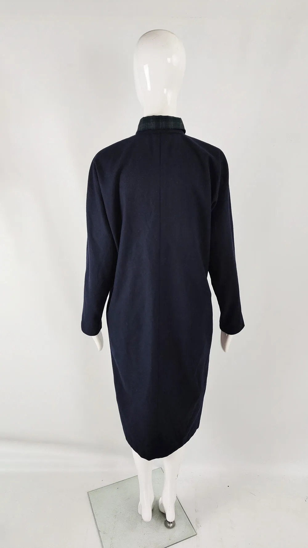 Luisa Spagnoli Vintage Navy Blue & Green Shirt Dress, 1980s