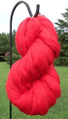 Luxurious Red Merino Wool Roving