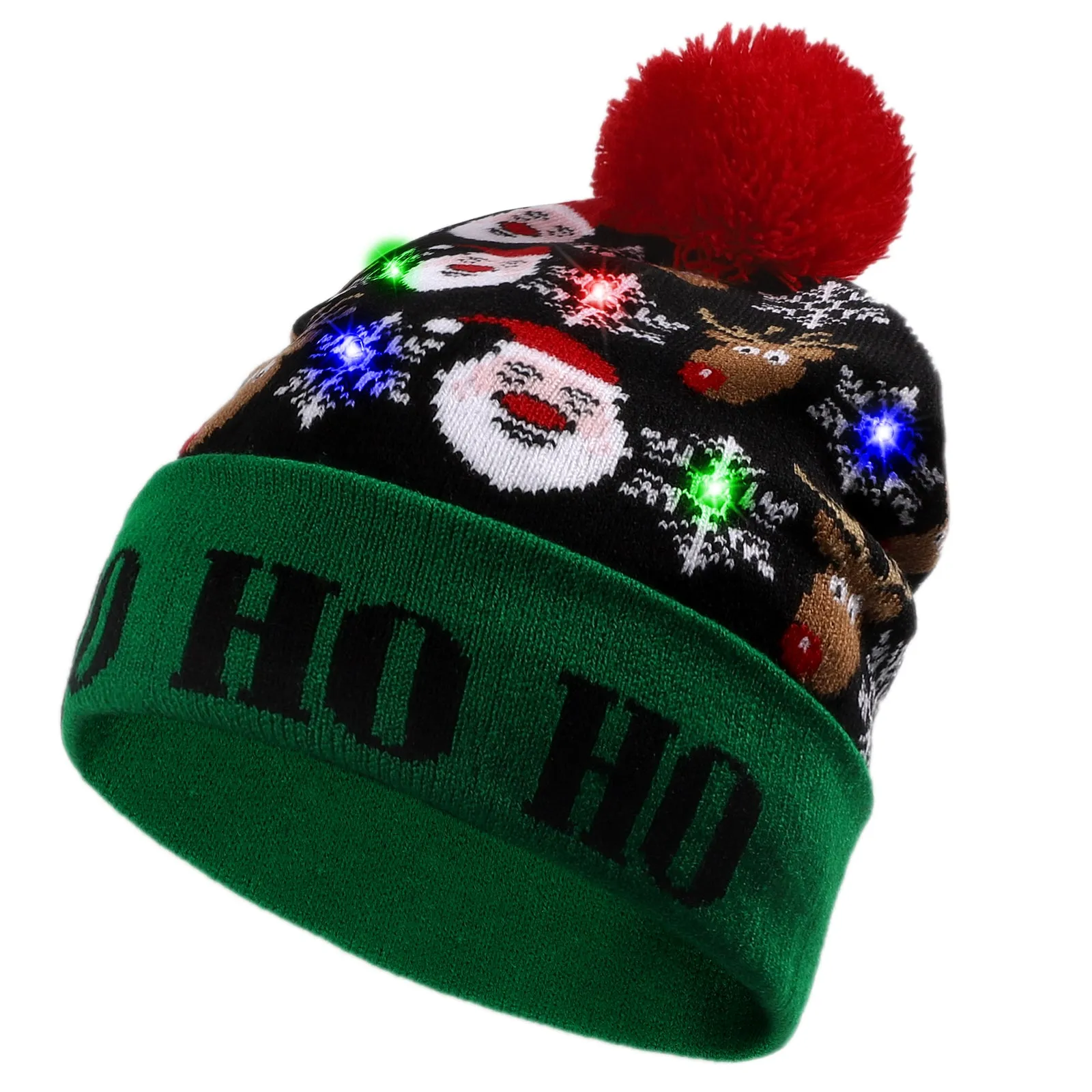 Lvaiz Light Up Christmas Knitted LED Pom Beanie Hat