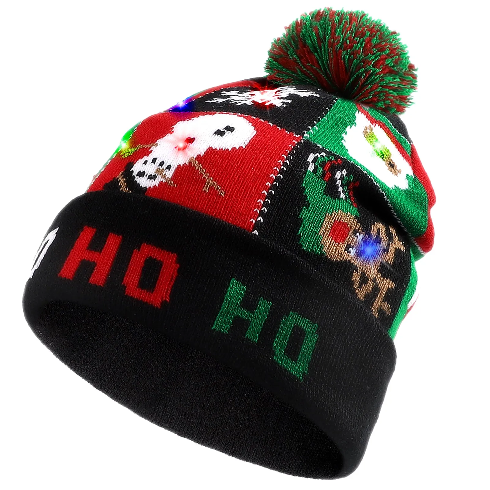 Lvaiz Light Up Christmas Knitted LED Pom Beanie Hat