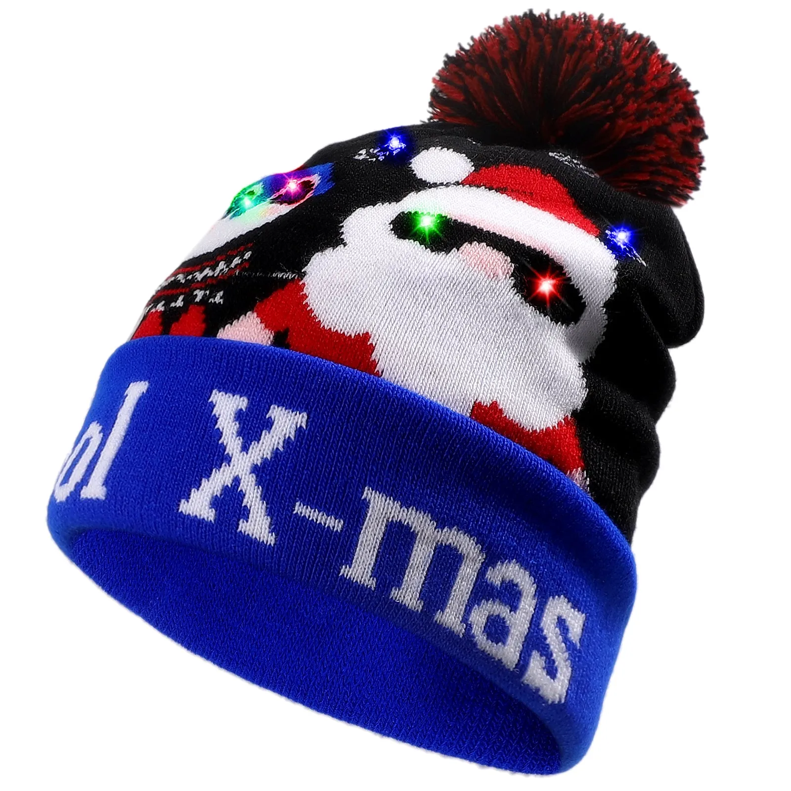 Lvaiz Light Up Christmas Knitted LED Pom Beanie Hat