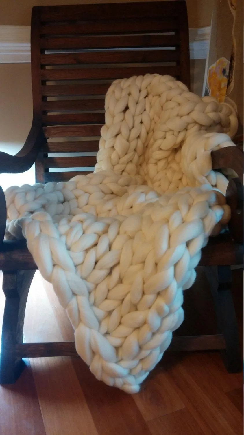 Make Chunky Knit Blanket Wool Roving Top Yarm  8 lbs Pounds White DIY Roving Fiber Spinning, Make Your Own- chunky yarn , knitting yarn,