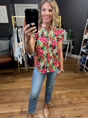 Make the Most Sense Floral Top - Black