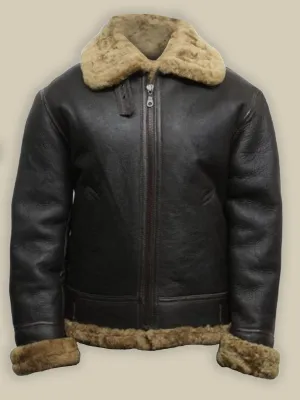 Men's Black B3 Bomber Shearling Leather Jacket