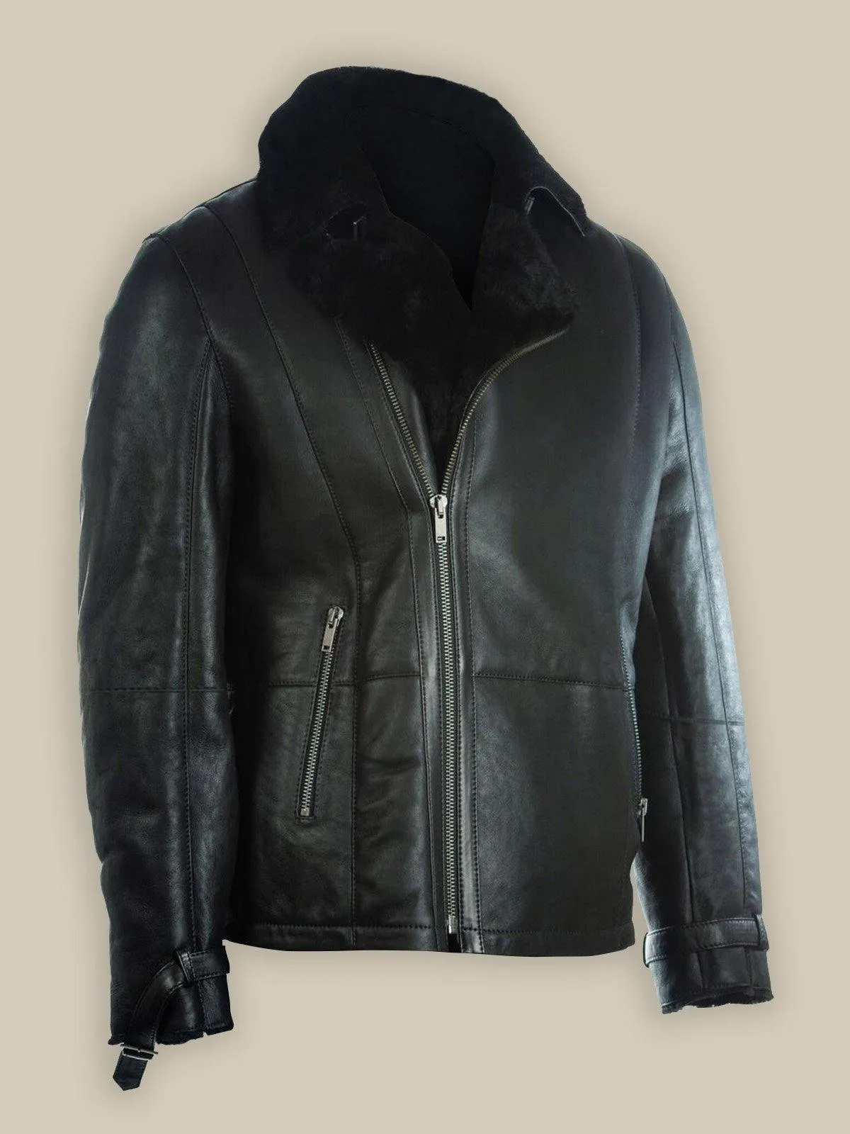 Men's Black B3 Shearling Leather Jacket