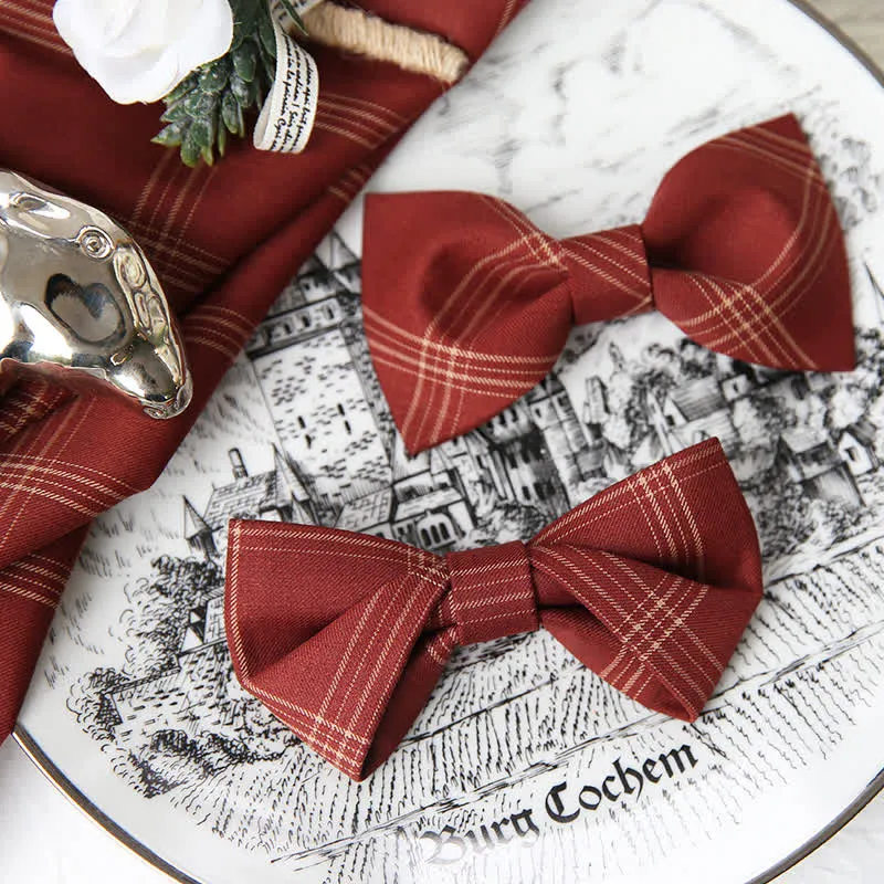 Men's British Style Classic Plaid Bow Tie