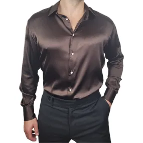 Men's Brown Silk Shirt