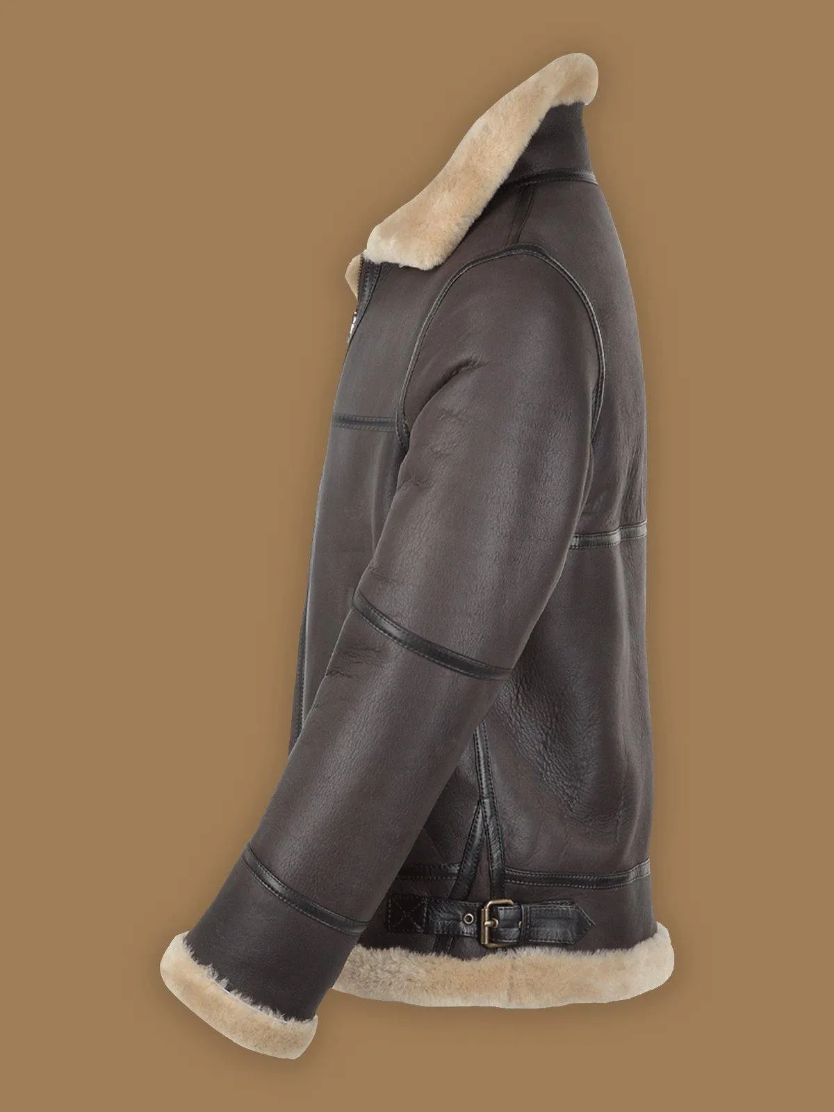 Men's Dark Brown RAF Shearling Leather Jacket