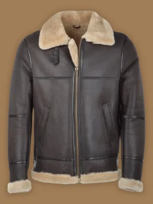 Men's Dark Brown RAF Shearling Leather Jacket