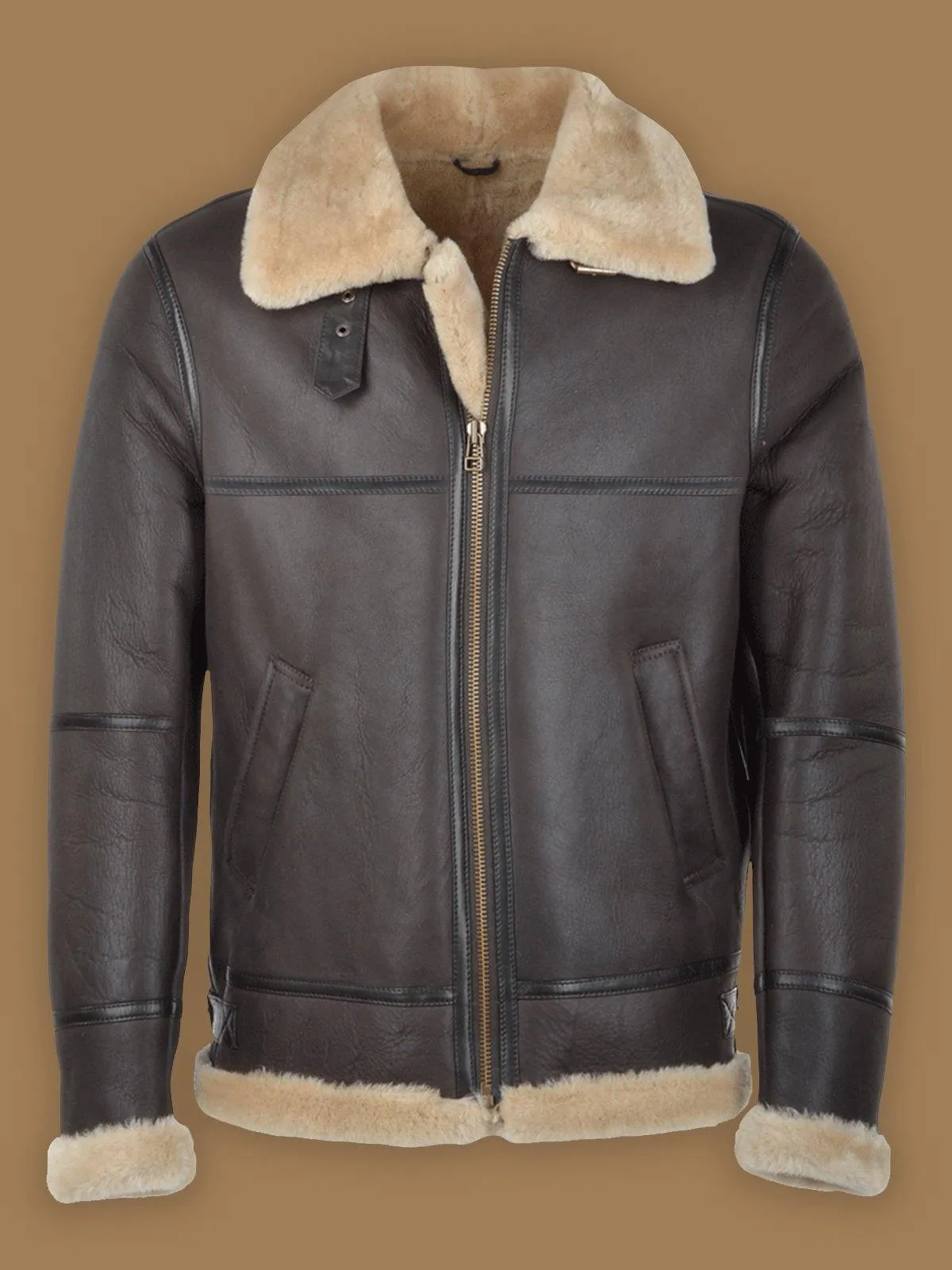 Men's Dark Brown RAF Shearling Leather Jacket