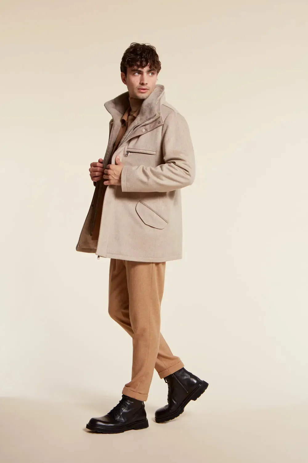 Mens mink collar coat