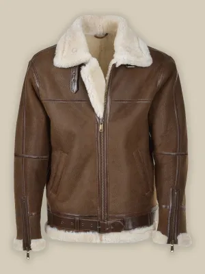 Men's Umber Brown Shearling Leather Jacket