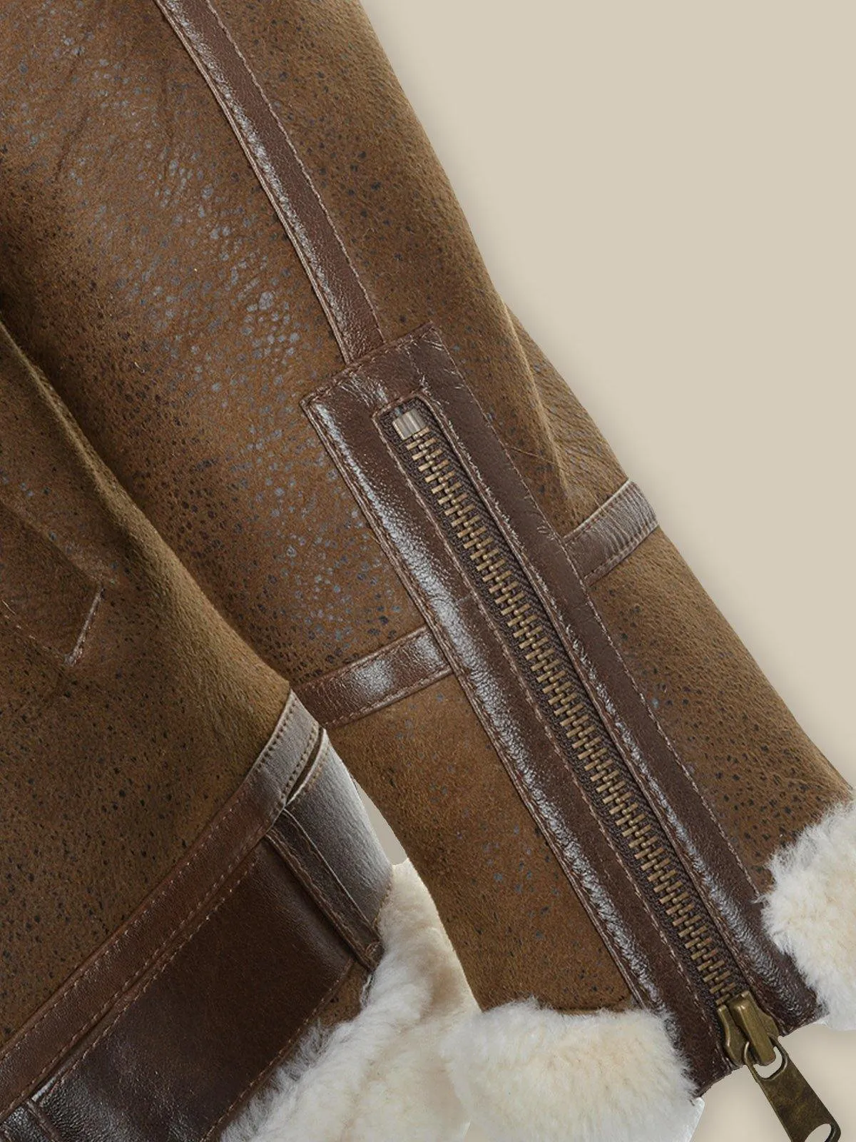 Men's Umber Brown Shearling Leather Jacket