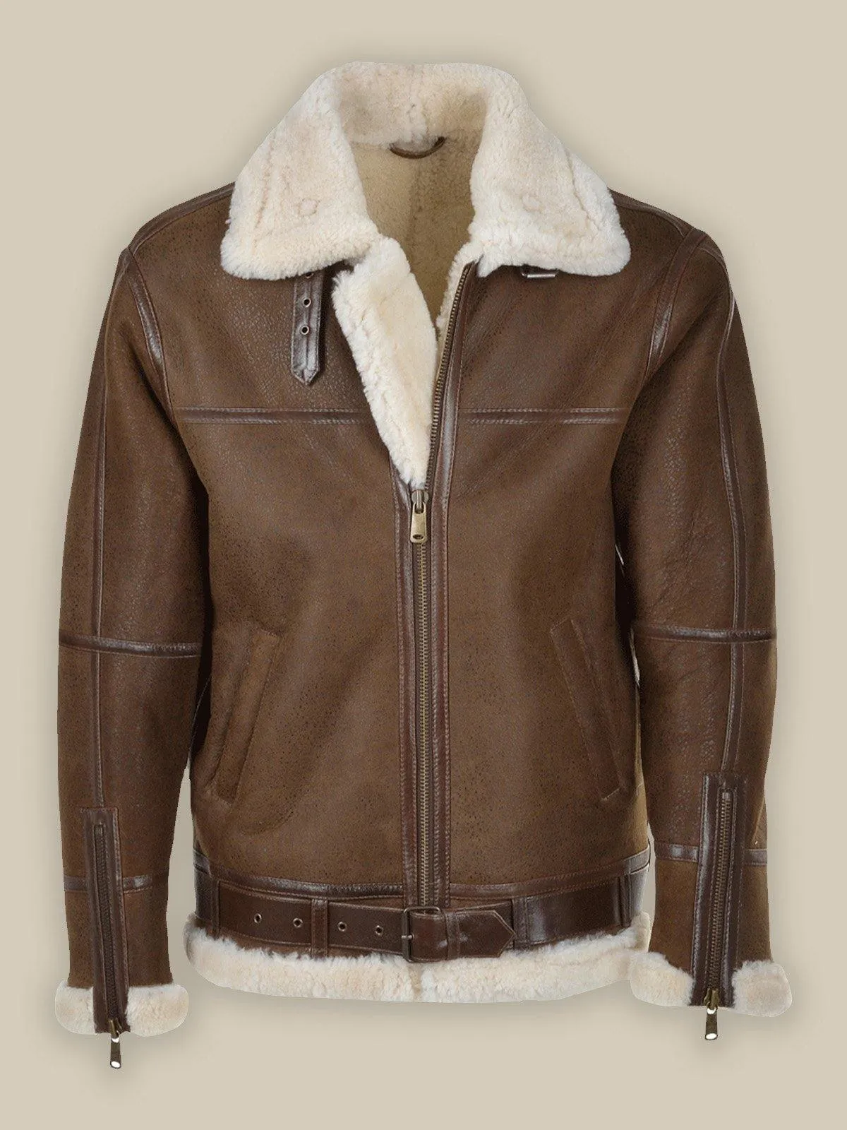 Men's Umber Brown Shearling Leather Jacket