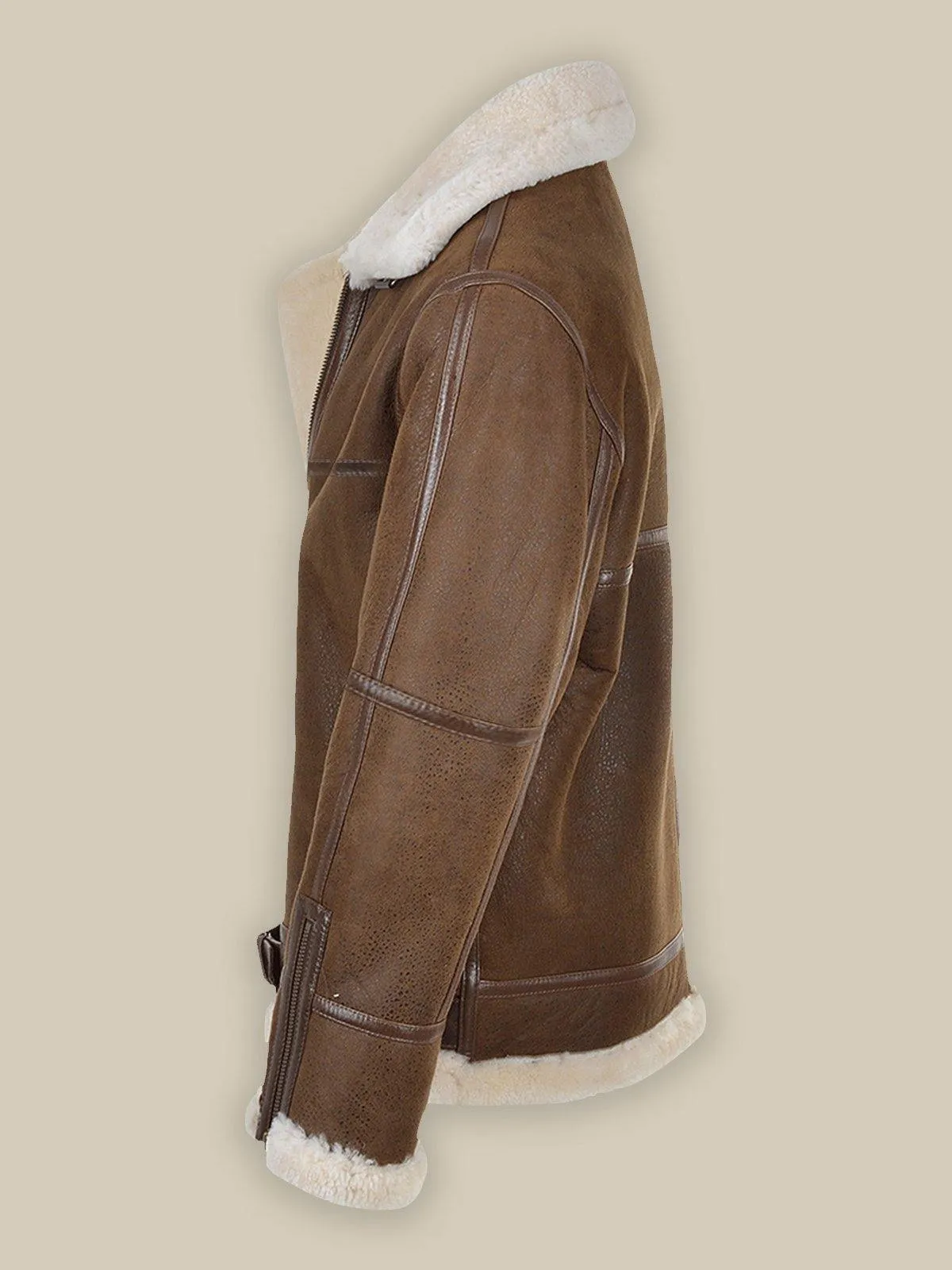 Men's Umber Brown Shearling Leather Jacket