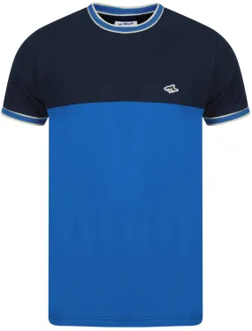 Milo Colour Block Cotton T-Shirt with Tipping in Sky Captain Navy - Le Shark