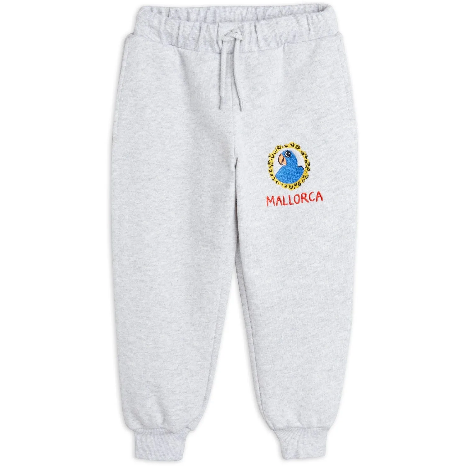 Mini Rodini Grey melange Parrot Embroidery Sweatpants