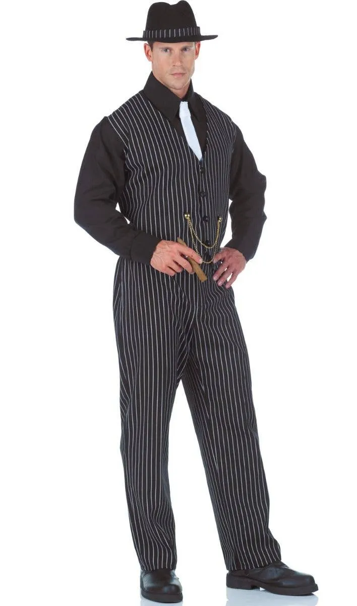 Mobster Boss Black Plus Size Pinstripe Mens Gangster Costume