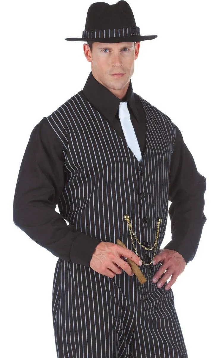 Mobster Boss Black Plus Size Pinstripe Mens Gangster Costume