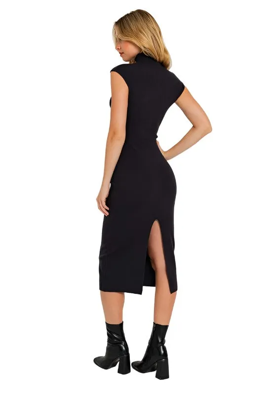 Mock Neck Sweater Midi Dress