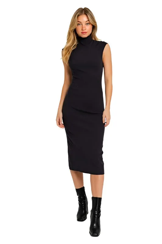 Mock Neck Sweater Midi Dress