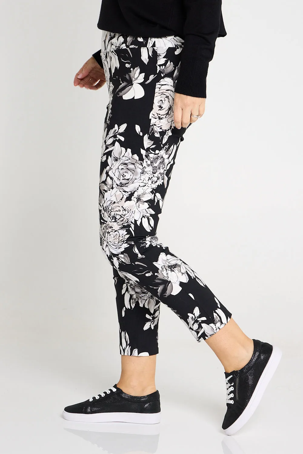 Moira Pants - Black/White Floral