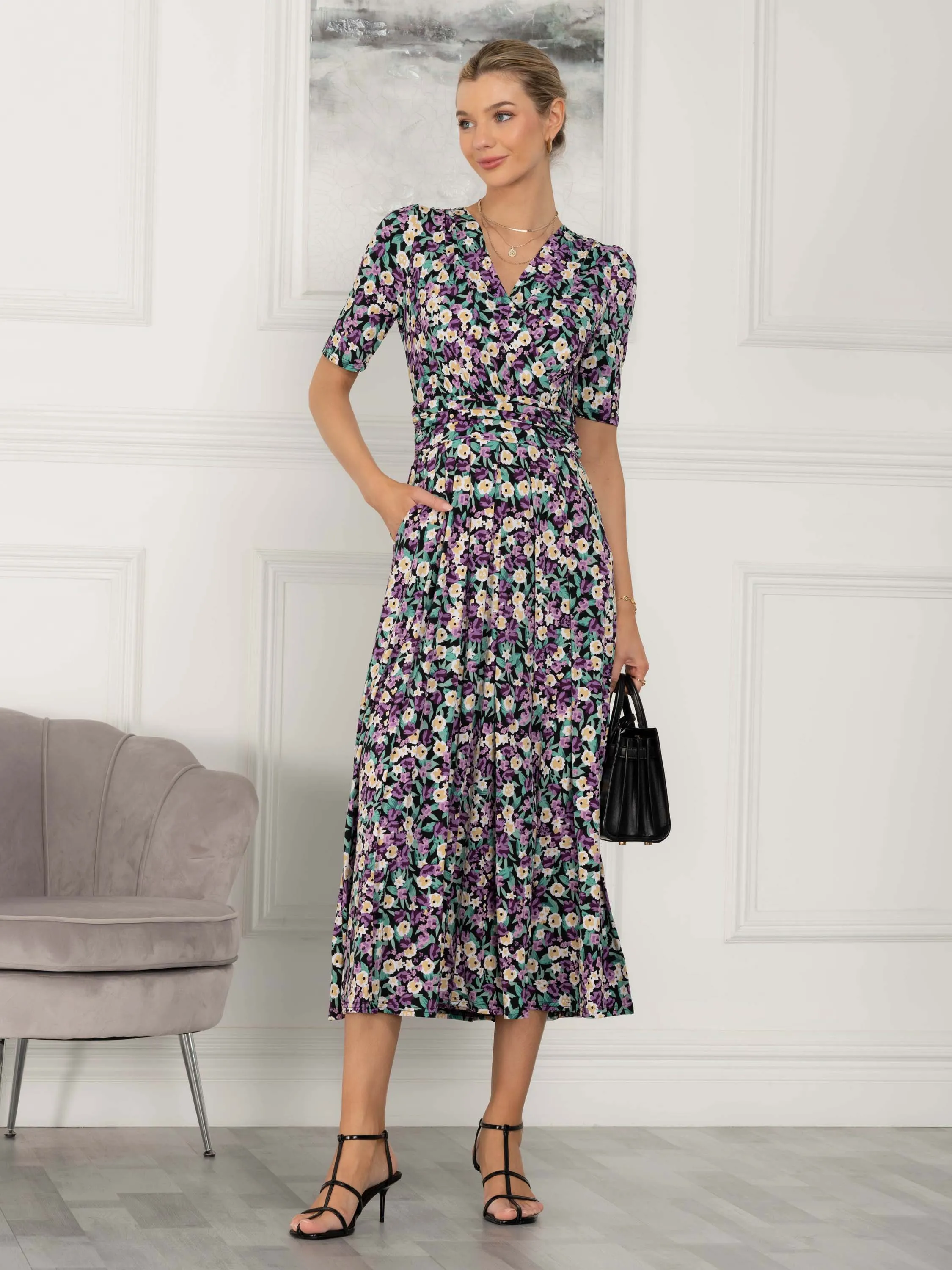 Molly Jersey Maxi Dress, Purple Floral