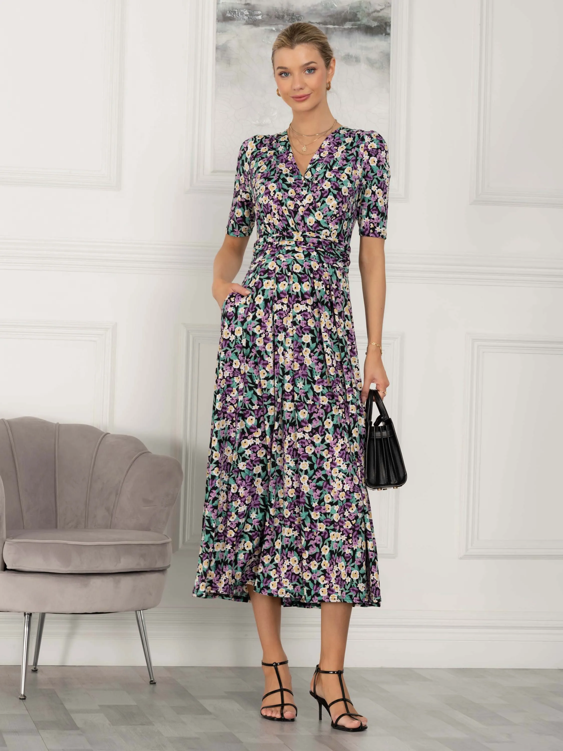 Molly Jersey Maxi Dress, Purple Floral