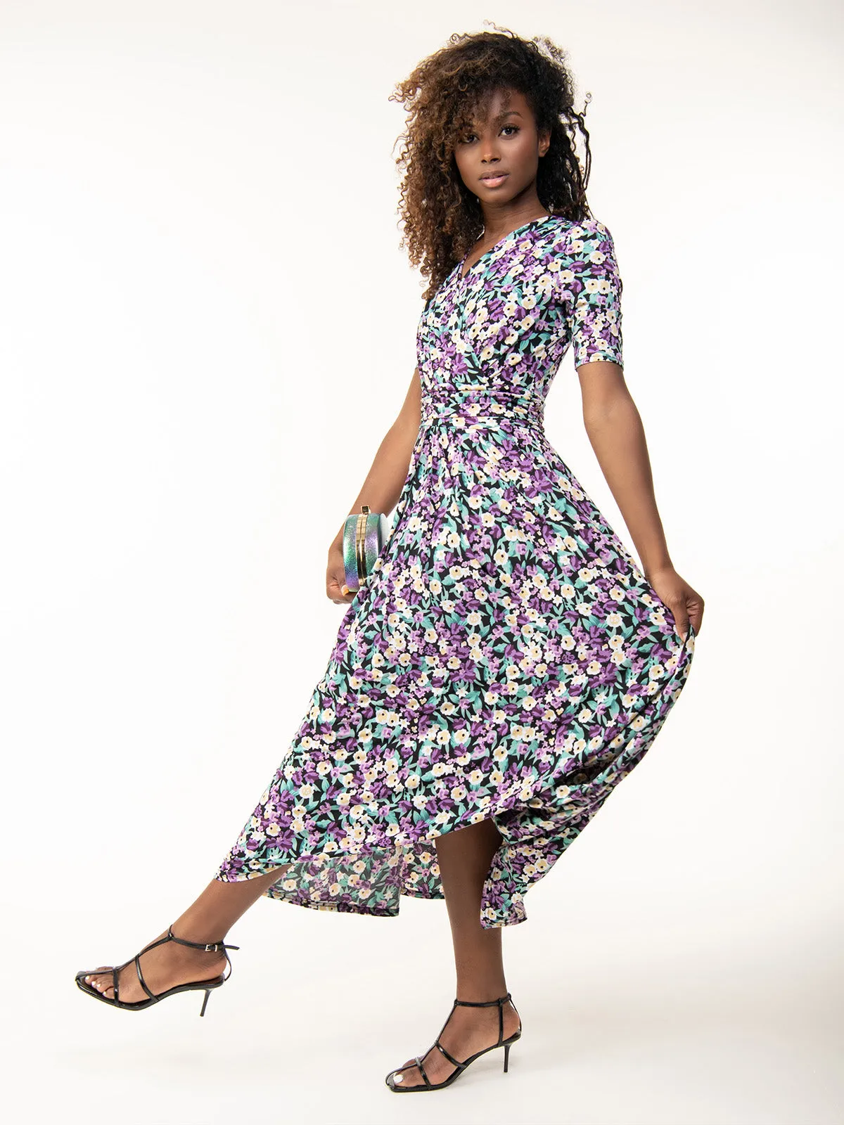 Molly Jersey Maxi Dress, Purple Floral