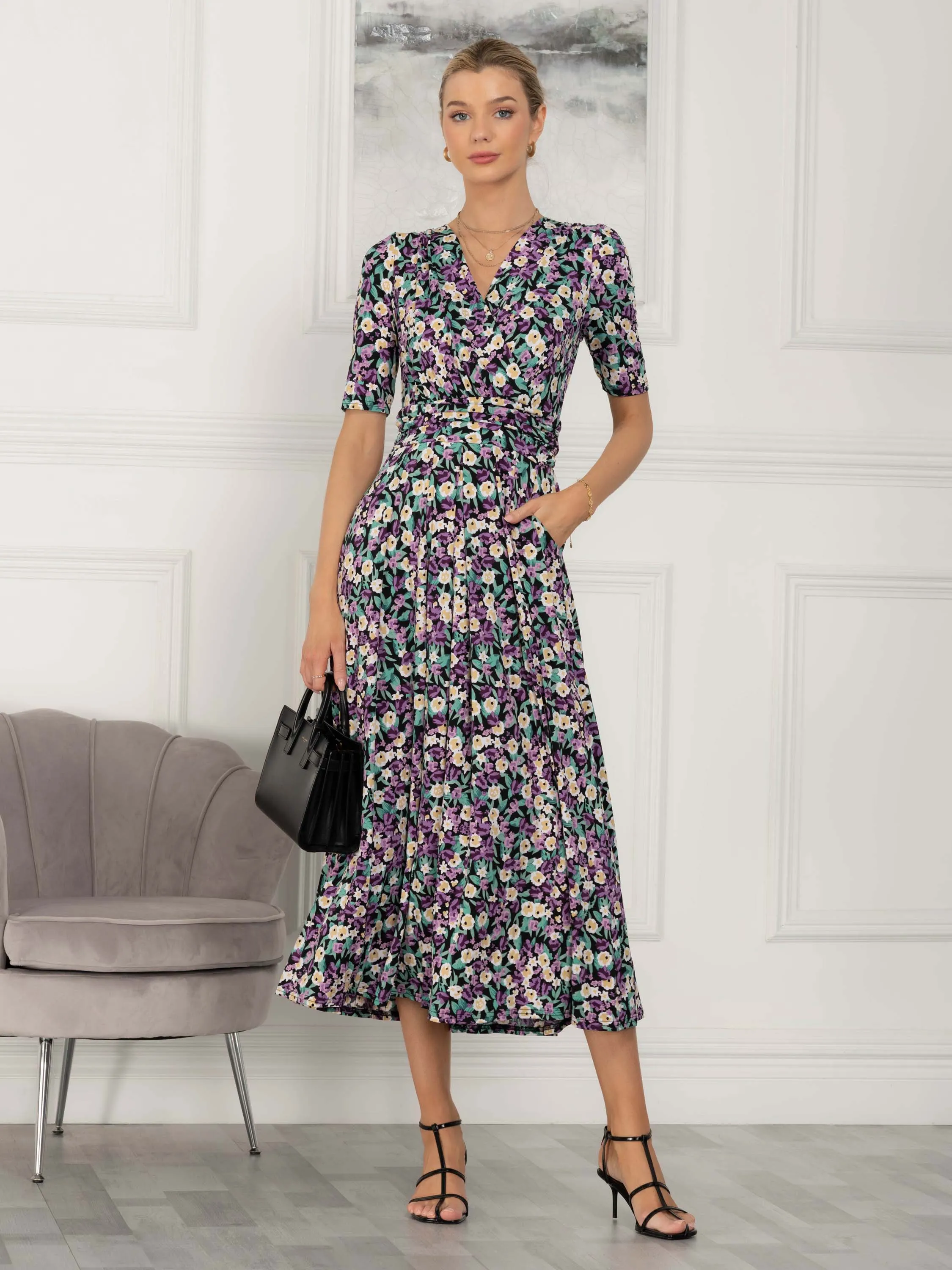 Molly Jersey Maxi Dress, Purple Floral