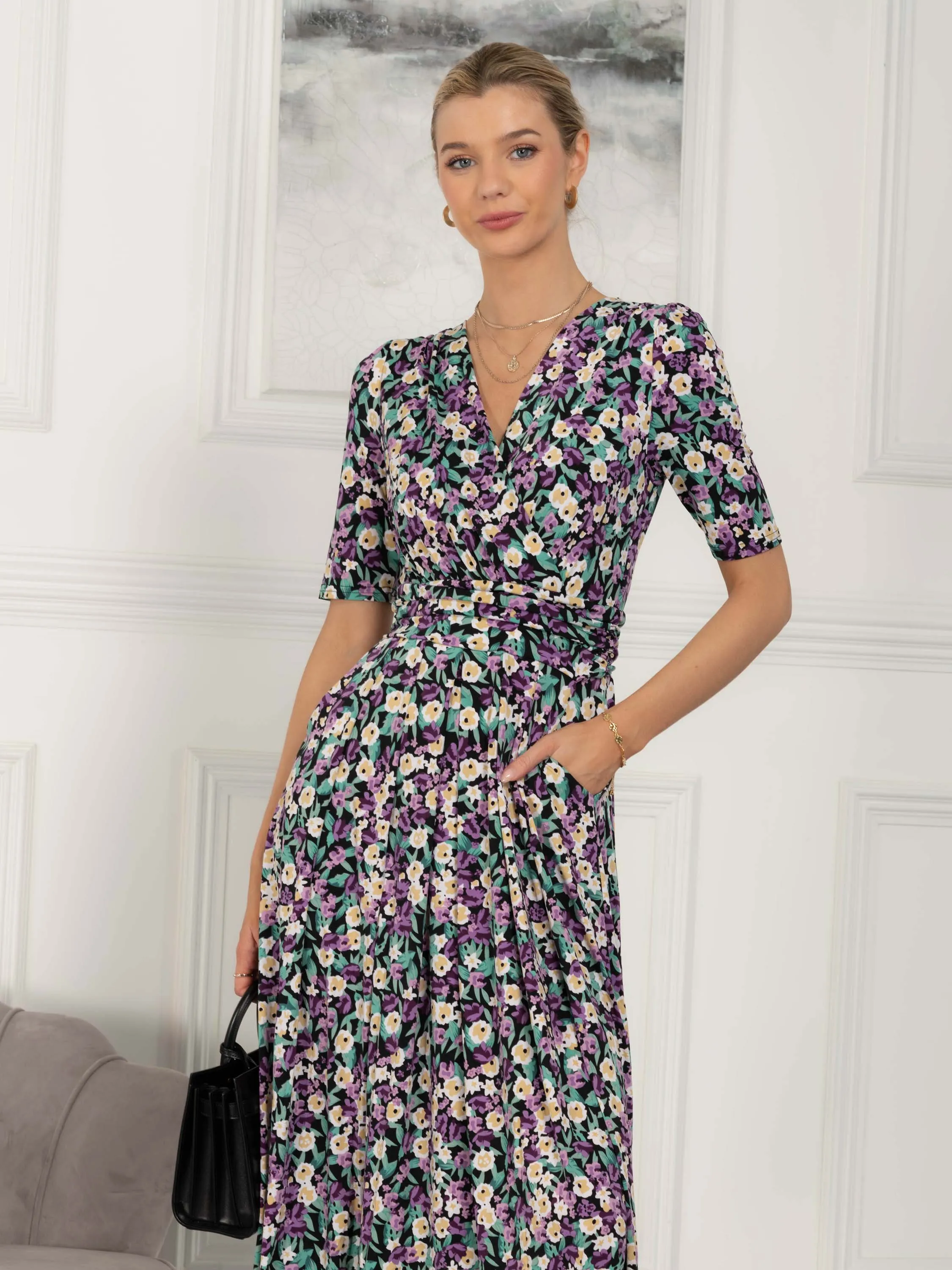 Molly Jersey Maxi Dress, Purple Floral