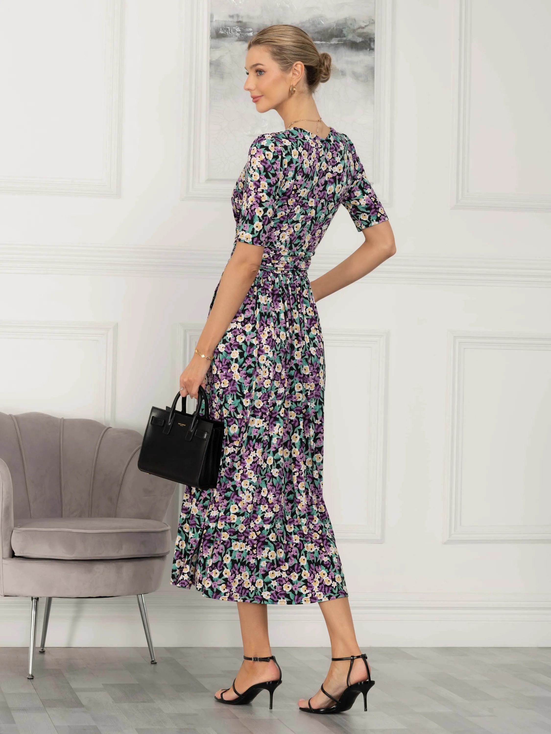 Molly Jersey Maxi Dress, Purple Floral