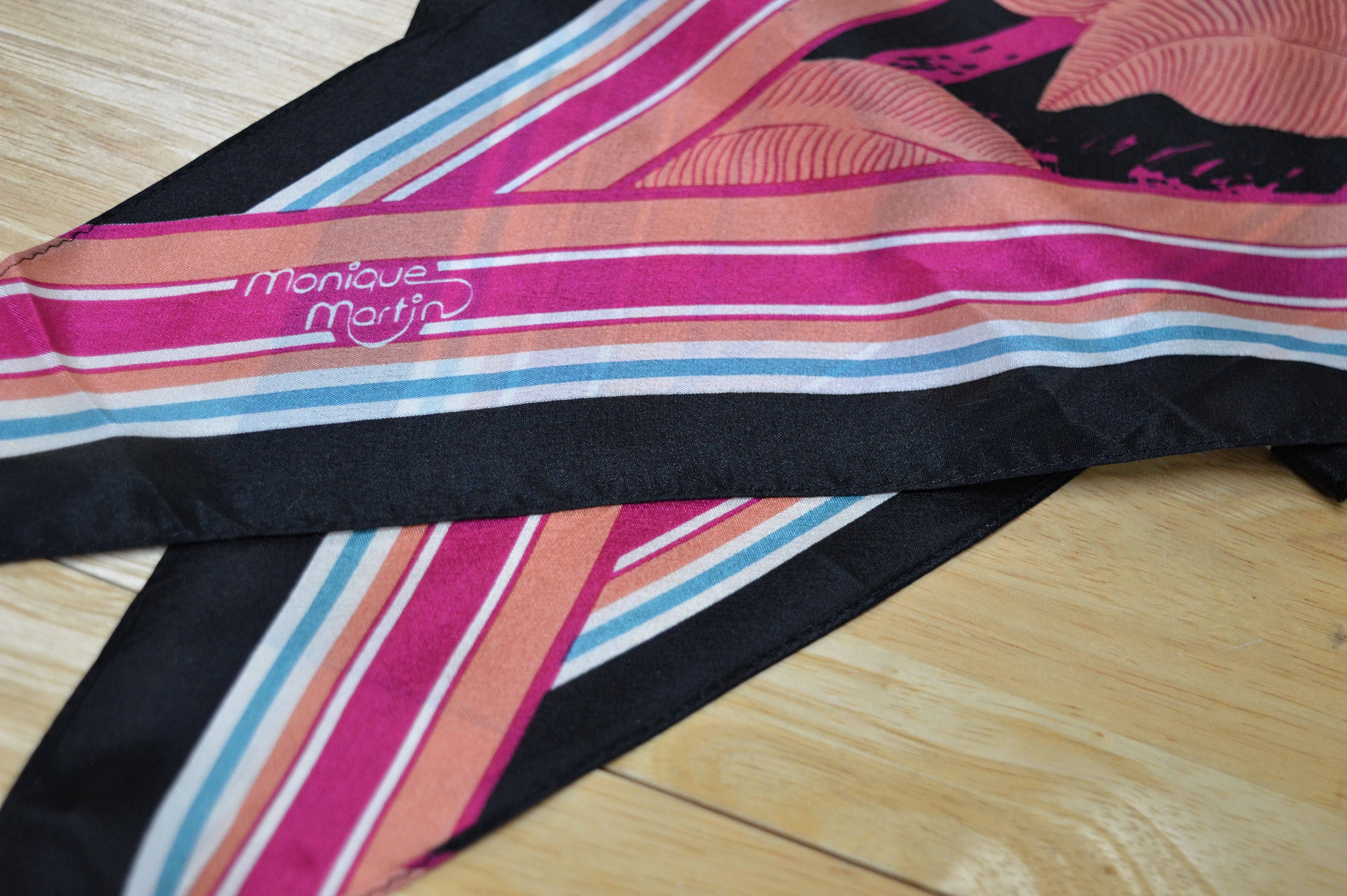 Monique Martin Pink, Blue and Orange Silk Scarf