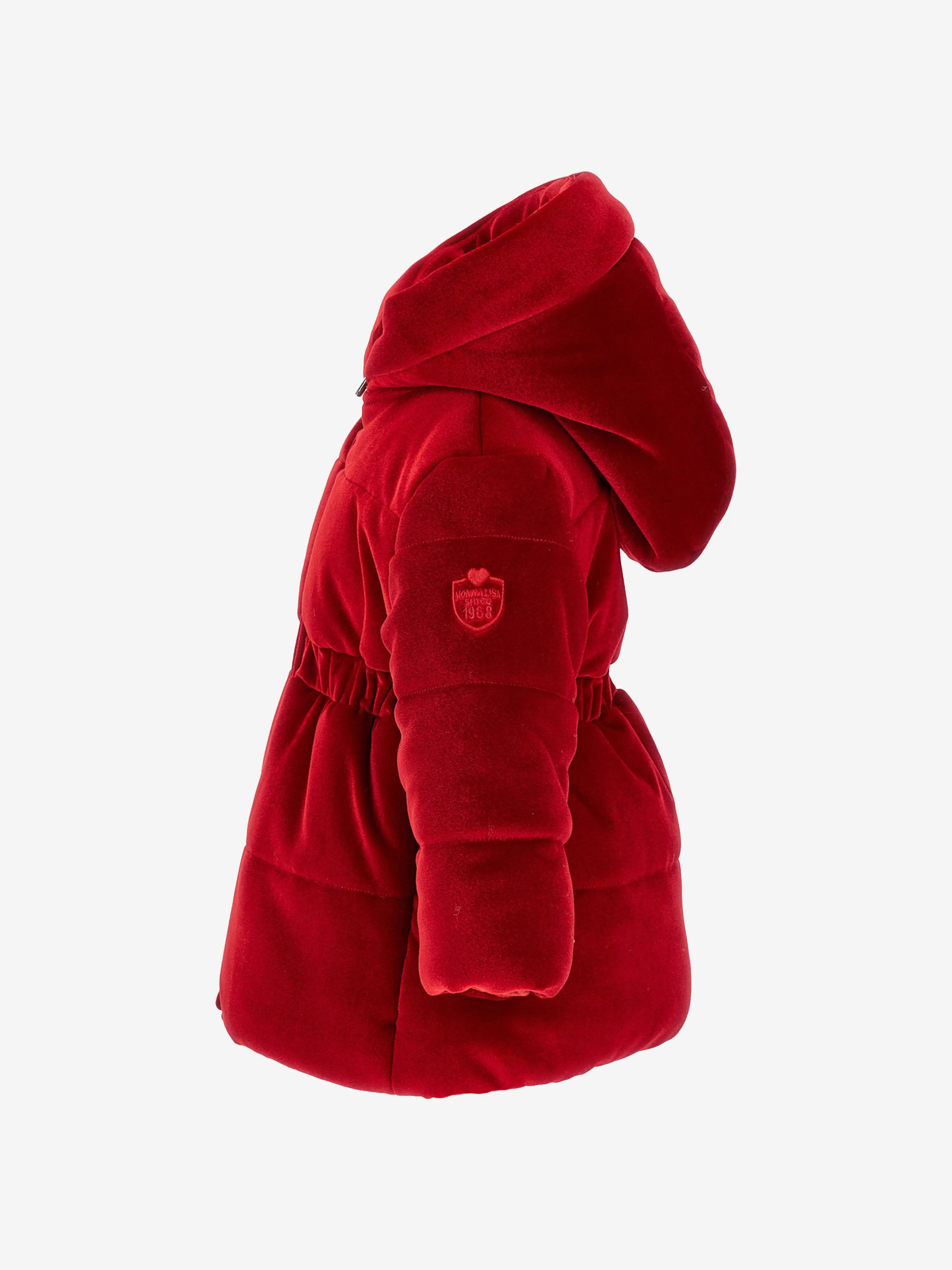 Monnalisa Baby Girls Down Chenille Long Coat in Red