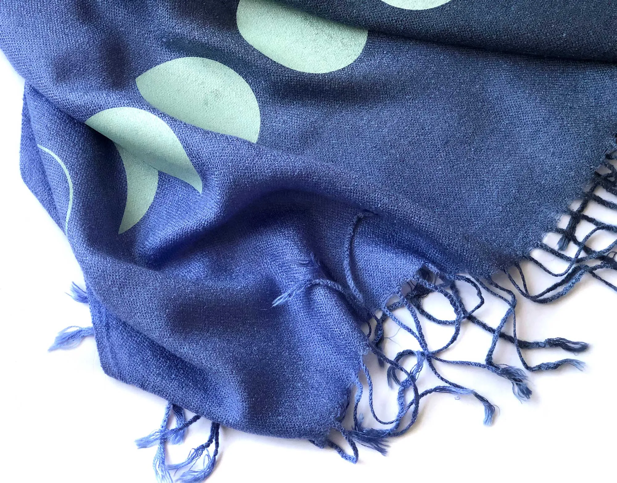 Moon Phase Scarf, blue ombré pashmina