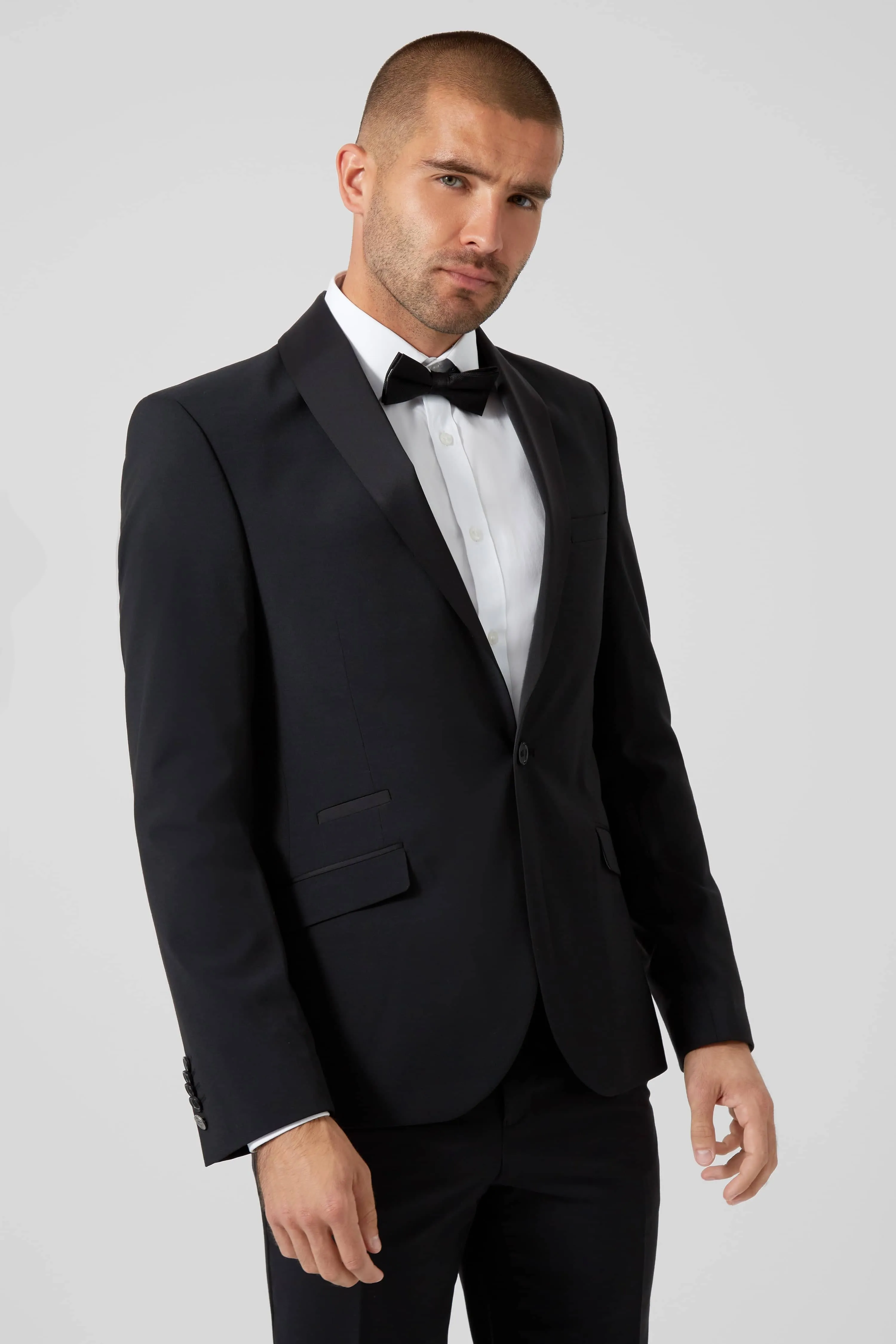 Moore Slim Fit Black Tuxedo Suit - ARCHIVE