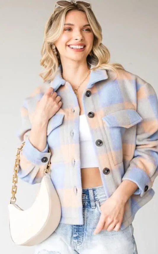 Multi color plaid jacket with bottons-SALE