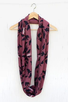 Murder of Crows - Sangria Silk Screened Circle Scarf